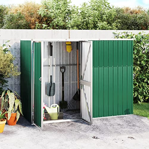Festnight abris de Jardin Metal cabane de Jardin Acier galvanisé - Remise pour Outils - abri vélo - abri Poubelle-résistant aux intempéries- Portes verrouillables-Vert 225 x 89 x 161 cm