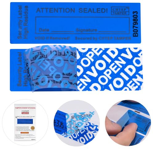 Chtep Tamper Manipulationssicherer Aufkleber, 100 % hohe Rückstände, Evident Security Warranty Seal, Void Aufkleber, Sicherheitsetiketten, (Seriennummer 2 x 6,1 cm, blau, 100 Stück)