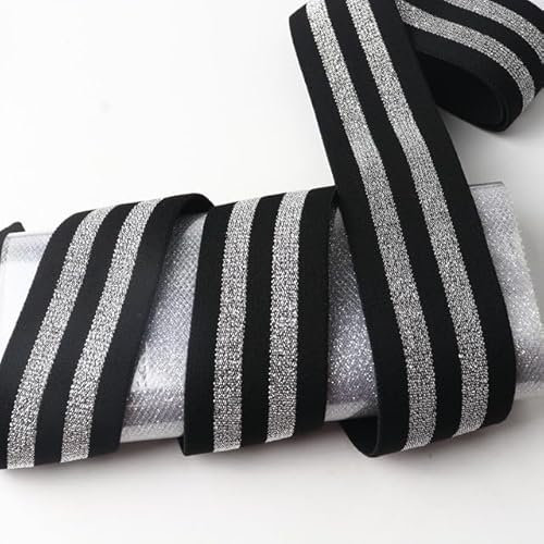 HOCEDO Banda elástica a Rayas Gruesas de 2/5 Metros y 40Mm para Pantalones, Banda de Goma para sellar la Cintura, Banda Ancha Plana elástica a Rayas, Accesorios de Costura