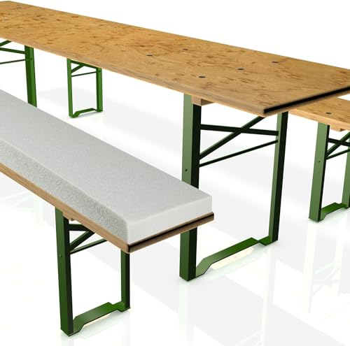 SEEBAUER living® Bierbank-Auflage 2er Set für Festzeltgarnitur, Polster für Biertischgarnitur, Outdoor Sitzpolster für Hussen (220 x 25 x 4,0 cm)