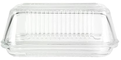 Caja de almacenamiento de mantequilla con tapa, 1 juego de mantequilla, bandeja de vidrio for mantequilla, caja de mantequilla, recipiente for pasteles cubierto transparente (transparente) Almacenamie