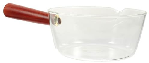 MAGICLULU Borosilicate Glass Butter Warmer with Acacia Handle Saucepan for Boiling and Salad Preparation