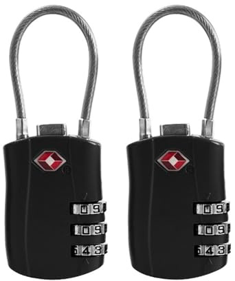 Maizoon TSA-zugelassenes 3-stelliges Zahlenschloss mit Passwort, rücksetzbare Kombination für Reisegepäck, Rucksack, Koffer, Gepäck, langlebig, Sicherheit, stilvoll, kompakt, Schwarz, 2 Stück