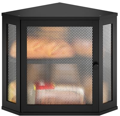 STDDRE Panera esquinera para encimera de cocina, capacidad extragrande, caja de pan de granja, almacenamiento de encimera de esquina, soporte de pan de doble capa (negro, grande)