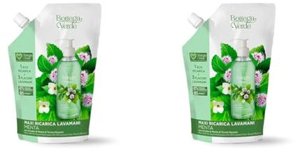 Bottega Verde - Maxi ricarica lavamani con estratto di Menta di Tenuta Massaini (750 ml) (Confezione da 2)