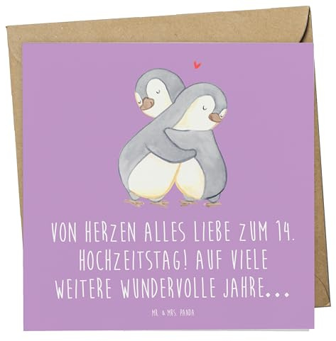 Mr. & Mrs. Panda Grußkarte 14. Hochzeitstag Elfenbeinhochzeit - Geschenk, Heiraten, doppelkarte, kostbare Momente, Heirat, faltkarte, Geschenke, Liebe und Bindung, Jubiläum, Klappkarte, anlasskarte