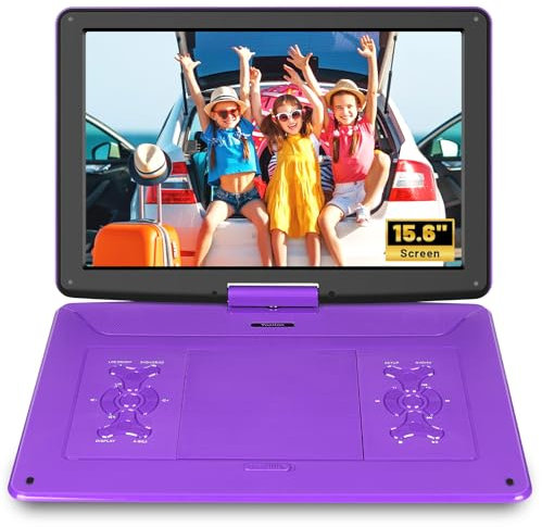 Xugend 17.9 Portable DVD Player with 15.6’’ Large HD Screen, 6Hrs Play, DVD Player Portable with Dual Speaker, Last Memory, Support SYNC TV/USB/SD Card, Play All Discs Format Except Blu-ray, Pur