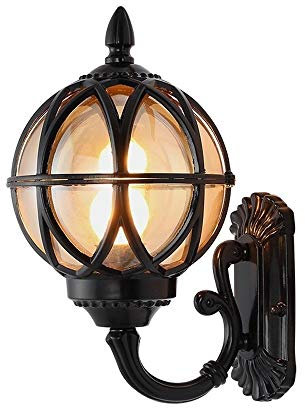 Lampada a muro , Retro Outdoor Globo Paesaggio Apparecchio di Illuminazione A Parete Antico Rustico Impermeabile Palla Giardino Applique Da Parete Lampada Esterna Antipioggia Antiruggine E27 Garage Po