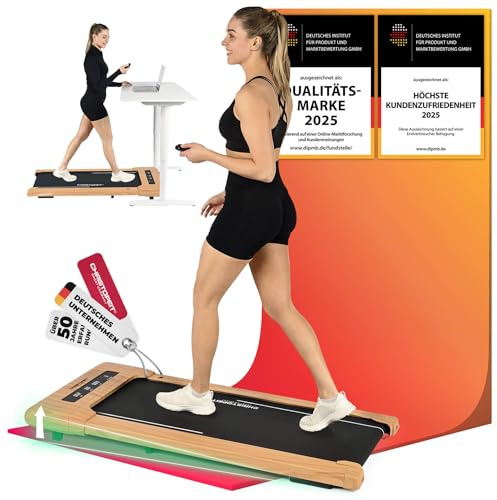Christopeit Sport Walking Pad 4 – Laufband klappbar bis 6 km/h, Bluetooth, Christopeit Connect & Kinomap kompatibel, LED-Display, Fernbedienung, Walkingpad für Zuhause & Büro, ultraflach 11 cm