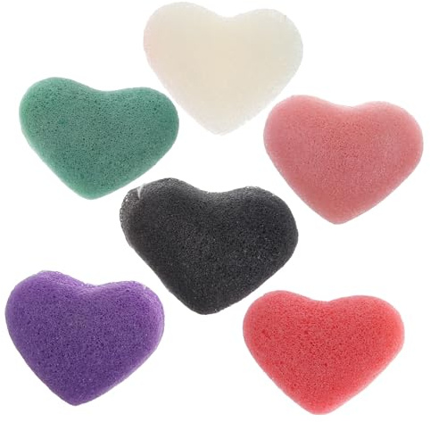 FRCOLOR 6stücke Herzform Gesichtsschwämme Peeling Schwamm Gesichtswaschschwamm Gesichtsreinigungsschwamm Gesichtsschwamm für Reinigung und Peeling