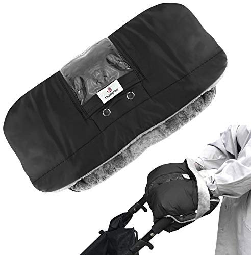Petyoung Stroller Fleece Hand Muff with Phone Pocket, Waterproof Windproof Anti-Freeze Pram Hand Muff Pram Pushchair Gloves, Winter Warm Baby Stroller Gloves