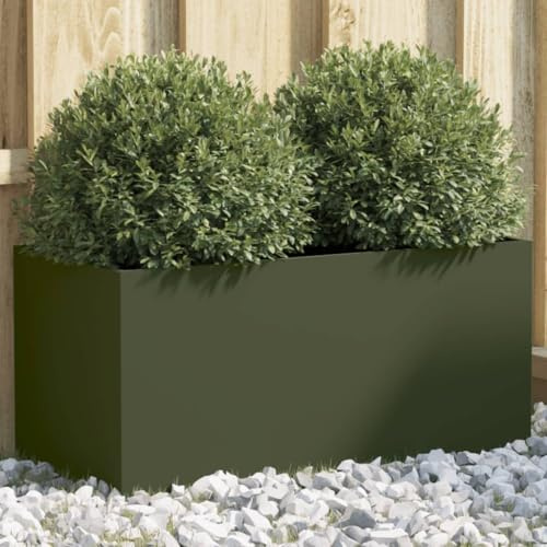 CKioict Porta piante da interno Vasi alti da esterno Fioriere da esterno grandi Fioriera Verde Oliva 62x30x29 cm in Acciaio Per Piante,Fiori,Frutta e Verdura
