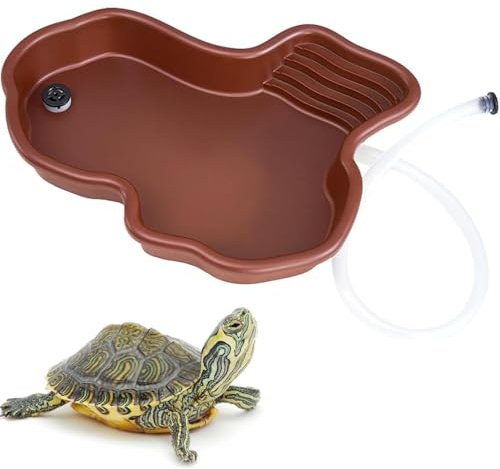 Xusxes Große Reptilien Wasserschale, Reptilien Badebecken, Schildkröten-Badebecken, Schildkröten Kletterplattform, Schildkröten Wasserschale Mit Rampe und Sonnenplattform