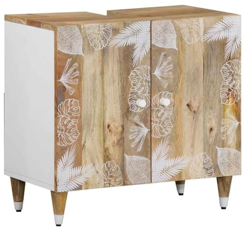 vidaXL Mobile Lavabo da Bagno 62x33x58cm in Legno Massello di Mango, sotto lavello, mobili da Bagno, Mobile lavello con Porte, Mobile da Bagno