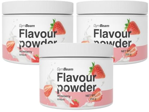 GymBeam Flavour Powder 250g: Polvere per Aromatizzare con Alto Contenuto di Fibre, Aroma Delizioso per Cibi e Bevande, Solo 10 Calorie per Porzione (250 g (3er pack), Strawberry Cream)