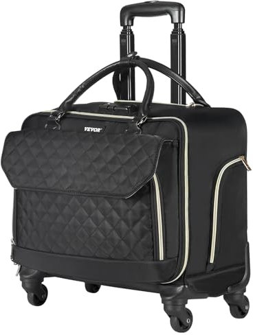 VEVOR Laptop Trolley, passend für Laptops bis zu 17,3 Zoll (44 cm), Aktenkoffer, Notebooktasche mit 4 Spinner-Rädern & TSA-Schloss, Laptoptasche für Arbeit, Reisen & Business, 45x23x47cm (Schwarzgold)