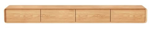 Meuble TV Suspendu, Meuble TV Moderne avec Rangement, Meuble TV en Noyer/Naturel, Centre de Divertissement Flottant en Bois Massif, Console TV Minimaliste(Natural,200cm)