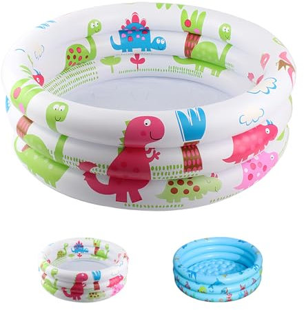 Shyllin Piscina Gonfiabile Bambini 80x80x22cm,Piscina Anulare per Bambini,Mini piscina gonfiabile con Fondo Morbido per Bambini,materiale spesso in PVC (Dinosauro)