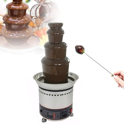 guoyjmm Fontaine à Chocolat électrique en Acier Inoxydable pour Fêtes, Machine à Fondue au Chocolat Professionnelle, pour Chocolat, Bonbons, Beurre, Fromage,4Tier