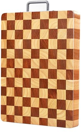 Taglieri for cucina in legno di acacia, tagliere reversibile a scacchi con manico, vassoio da portata in legno di macellaio for preparazione e presentazione(16.5 x 11.8 x 1.4in)