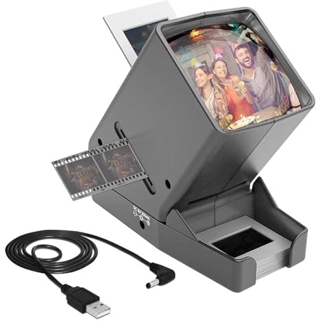 Harewtwy Visor de Diapositivas y Películas de 35 mm: Visor de Diapositivas con Aumento de 3X y Visualización con Luz LED para Diapositivas de 35 mm y Negativos de Película.