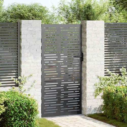 Festnight Puerta Jardin Metalica, Puerta para Valla Acero Oxidado, 105 x 175 cm,Type-4