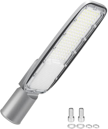 SKYWORLD Proiettore Lampione Led, 100W 7212LM Lampada da Strada | 6000K Bianco Freddo IP66 Impermeabile Luce di Strada per Parcheggio, Strada, Scuola, Campo Da Basket, Cortile, Piazza