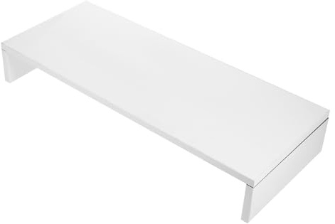 Hemobllo Supporto per Monitor da Tavolo e Rialzo per Schermo Computer Multifunzione, Ripiano Spesso Salvaspazio per PC e Laptop, Design Bianco Liscio Adatto per Casa e Ufficio
