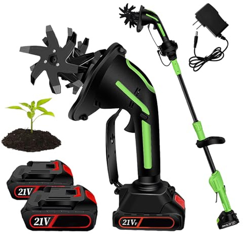 Motoculteur De Jardin Mini sans Fil, Motobineuse électrique sans Fil avec Batterie Lithium Rechargeable, Largeur De Labour De 10cm, Profondeur De Travail De 10cm, Motoculteur De Sol Portable