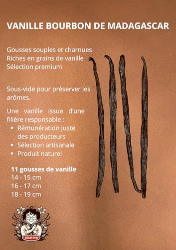 Vaniglia Bourbon Madagascar 11 baccelli 16-17 cm – Grade A+ gourmet – Atelier Evin