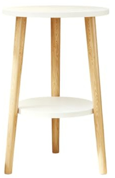 Minimalistiskt Bord Med Tre Ben, Soffa Sidobord Med Förvaringshylla, Kompakt Nattduksbord För Sovrum, Vardagsrum, Balkong(Color:vit)