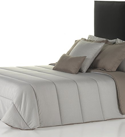 Belnou Tacto Seda Rayas 300Gr Edredón Nórdico Stripe, Microfibra, Piedra, 180x220x8 cm