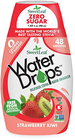 SweetLeaf Gouttes d'eau avec édulcorant Stevia - 48 portions (48 ml), parfum fraise et kiwi