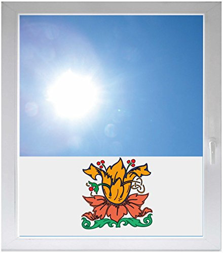 INDIGOS UG - Fensterfolie Blickdicht Blume Pflanze Tribal Ornament - 1150x500mm - Sonnenschutzfolie Fenster - Sichtschutzfolie Fenster Bad, Küche, Fenster, Milchglasfolie