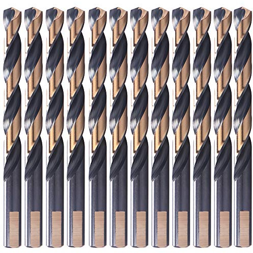 12 PCS, 17/64, Black and Gold Coated Twist Drill Bits