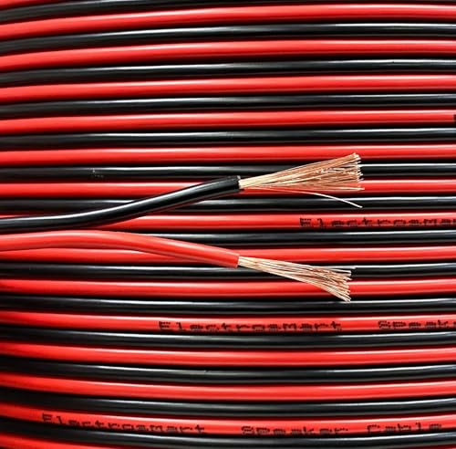electrosmart Lautsprecherkabel (2X 1 mm, 2X 89 Stränge, für HiFi, Auto, Audio, etc, 5 m) Rot/Schwarz