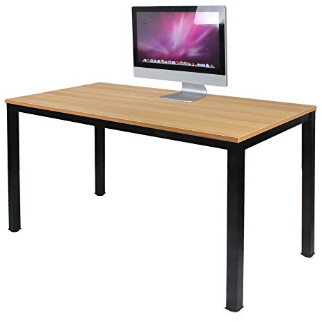 sogesfurniture Schreibtisch Computertisch Büromöbel PC Tisch, Stabil Bürotisch Arbeitstisch Esstisch aus Holz und Stahl, Einfache Montage, 120x60x75cm, Teak & Schwarz AC3TB-120-SF