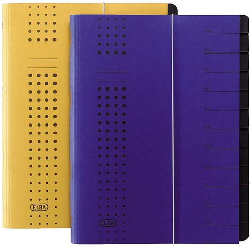 ELBA Ordnungsmappe chic, A4, 25 x 31,5 cm, 12 Fächer, dunkelblau (5 Stück), Sie erhalten 1 Packung á 5 Stück