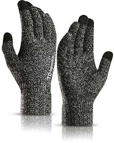 TRENDOUX Winter Gloves for Men and Women - Upgraded Touch Screen Anti-Slip Silicone Gel - Elastic Cuff - Thermal Soft Wool Lining - Knit Stretchy Material