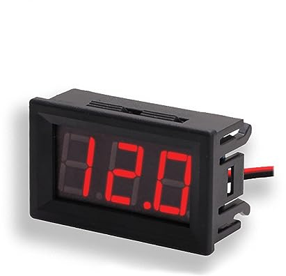 Amperometro voltmetro, Fydun voltmetro digitale 0,36 pollici a due fili DC 2,4-30 V display a LED misuratore di tensione resistenza di tensione regolabile(Carattere retroilluminazione rosso)