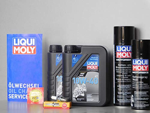 MotorFunSports - Juego de mantenimiento para Honda XL 125, bujía, aceite, espray de cadena, mantenimiento, inspección