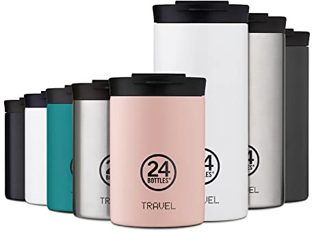 24BOTTLES Travel Tumbler - Mug Isotherme Cafe et The 350 ml, Tasse Isotherme 100% Hermétique, Thermos 6h Hot et 24h Cold, Bouteille Gourde Isotherme Inox Écologique au Design Italien, Tuxedo Black
