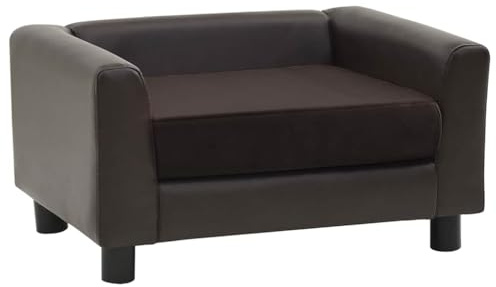 vidaXL Hundesofa Braun 60x43x30cm Plüsch Kunstleder Hundecouch Haustiersofa