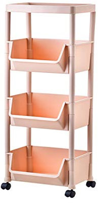 ZXCVBNAS Rollwagen, küchenwagen 4 etagen rollwagen, allzweckwagen für Küche Bad Kosmetik, servierwagen mit Rollen Griffe, Regalwagen für Büro Salon, einfache Montage,Rosa