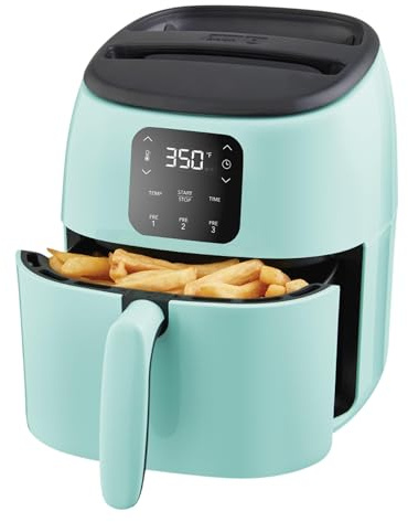 Dash Tasti-Crisp™ Digital Air Fryer – 2.6 Quart Small Compact Mini Air Fryer for French Fries, Nuggets & More, 1-2 People, Auto Shut Off, Adjustable Temp, Dishwasher Safe Parts - Aqua
