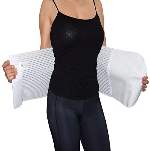 BODYPERFECT Fascia addominale Post operatoria Unisex contenitiva parto operazione Allevia mal di schiena chiusura a strappo regolabile H 28 Bianco M