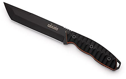 GEKIDO Hydra-Messer mit Tanto-Klinge und kryogenem Sleipner-Stahl, schwarzer G10-Griff, inkl. Kydexscheide