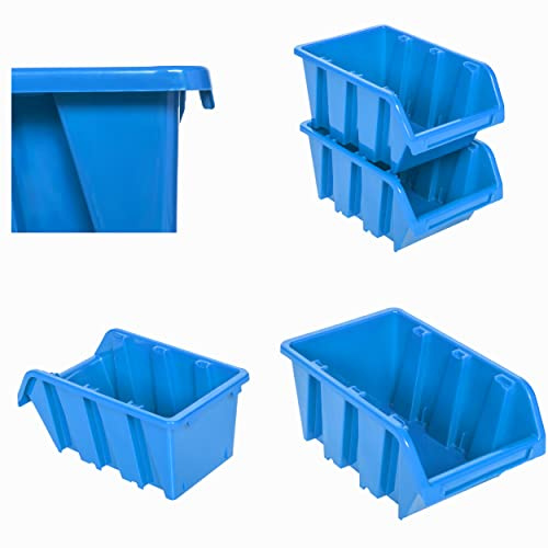 Staplingsbox, 10 st, stapelbara lådor, sorteringslåda, låda, 10 x 15 x 7 cm, blå | verkstad, stapellådor, plast, förvaringslådor, stapelbara
