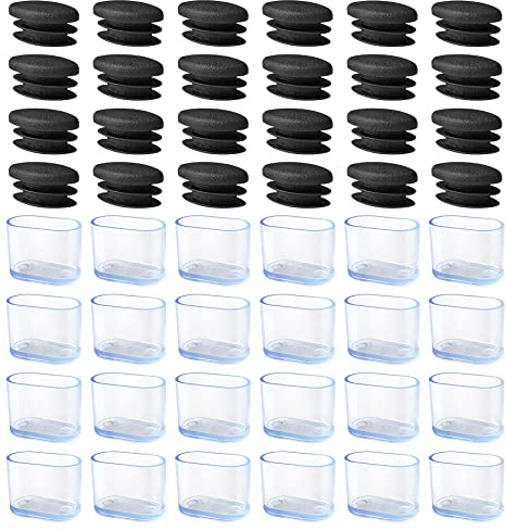 Gommini per Sedie Ovali.48 Pezzi Tappi Silicone.15mm x 30mm Cuscinetti per Terminali per Inserti per Tubi, Metallo, Protezione, Mobili
