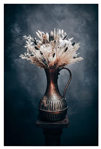 artboxONE Poster 30x20 cm Natur Trockenblumenstrauß Schwarz Weiß - Bild trockenbkumen Blumen blumenstrauss
